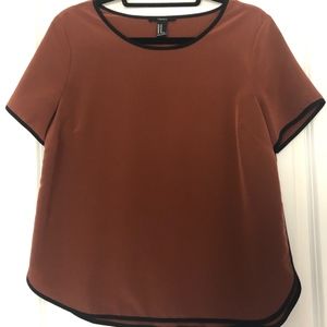 Forever 21 Rust Blouse with Black Trimming